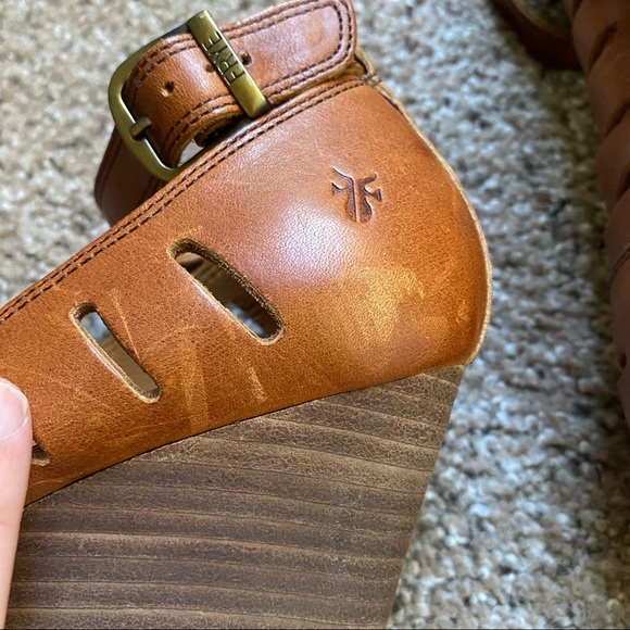 Frye Gwen Ankle Strap Brown Leather Sandals sz 9 - Picture 12 of 16